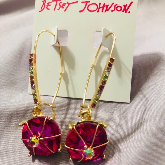 Betsey Johnson Pink Earrings - Picture 2 of 3